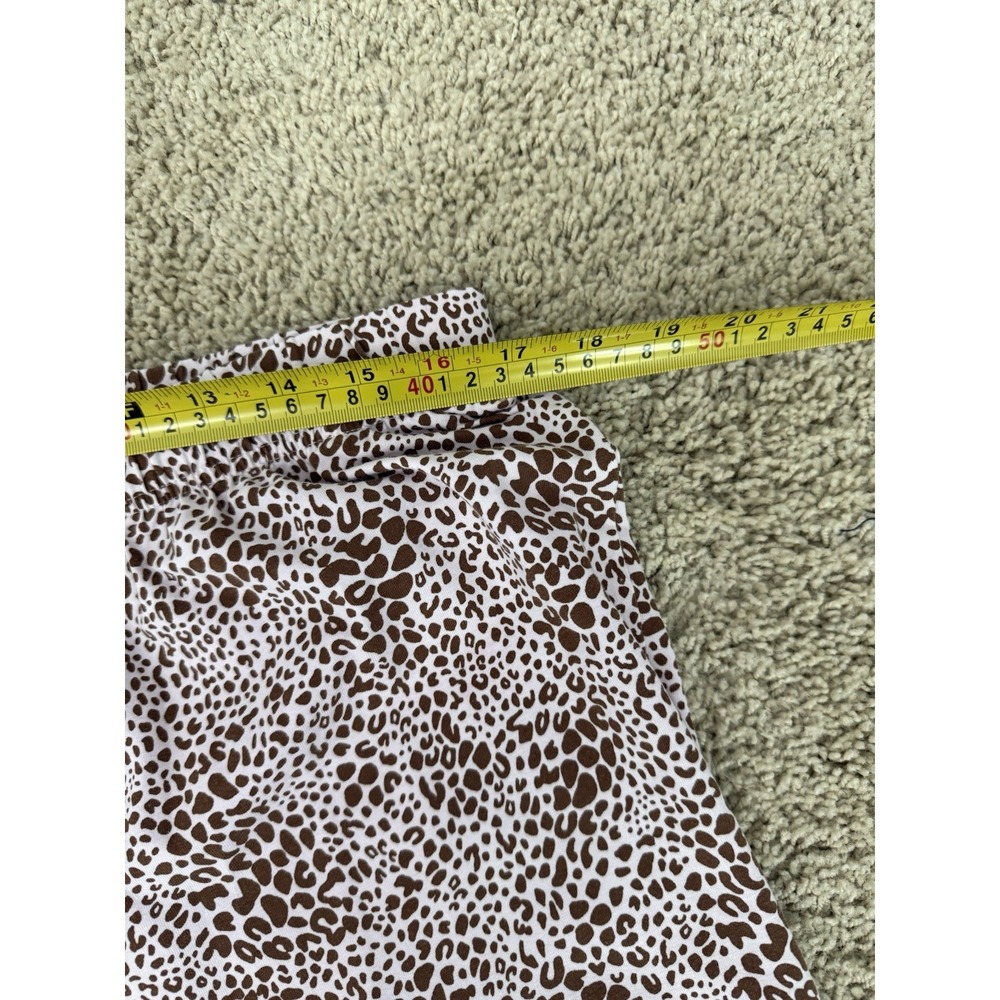 LANDS END Womens 2 PC Cheetah PAJAMAS Set MP Knit Top Pants Brown Animal Print - Picture 9 of 12